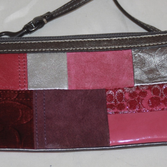 COACH Pink & Silver Patchwork Wristlet - Picture 2 of 4
